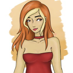 Size: 2830x2830 | Tagged: safe, artist:vinviasshine, spitfire, human, g4, alternate hairstyle, breasts, collar, female, high res, humanized, simple background, smiling, solo, strapless, transparent background