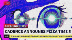 Size: 739x415 | Tagged: safe, princess cadance, g4, break your own news, breaking news, deep fried meme, deep fried news, exploitable meme, food, glowing eyes, glowing eyes meme, meme, peetzer, pizza, that pony sure does love pizza