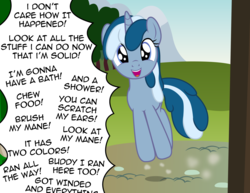 Size: 3300x2550 | Tagged: safe, artist:badumsquish, derpibooru exclusive, oc, oc only, oc:tremble, pony, unicorn, badumsquish is trying to murder us, cute, dialogue, door, excited, grin, happy, high res, irrational exuberance, ocbetes, open mouth, pronking, show accurate, smiling, solo, species swap, talking to viewer, weapons-grade cute, yelling
