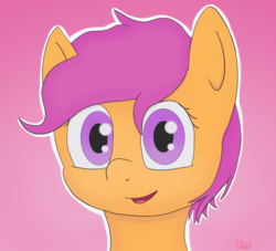 Size: 1100x998 | Tagged: safe, artist:ponyxwright, scootaloo, pegasus, pony, g4, bust, female, looking at you, portrait, solo