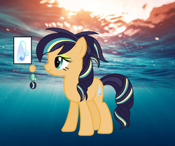 Size: 2056x1720 | Tagged: safe, artist:rainbows-skies, oc, oc only, oc:ocean note, earth pony, pony, female, magical lesbian spawn, mare, offspring, parent:applejack, parent:coloratura, parents:rarajack, reference sheet, solo