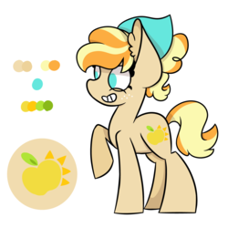 Size: 5511x5511 | Tagged: safe, artist:rainelathepegasus00, oc, oc only, oc:melania, earth pony, pony, absurd resolution, description is relevant, female, freckles, magical lesbian spawn, mare, next generation, offspring, parent:applejack, parent:coloratura, parents:rarajack, reference sheet, simple background, smiling, solo, white background