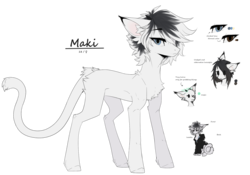 Size: 1956x1368 | Tagged: safe, artist:monogy, oc, oc only, oc:maki, cat pony, original species, chibi, clothes, female, hoodie, reference sheet, simple background, solo, transparent background