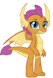 Size: 406x590 | Tagged: safe, artist:php77, editor:php77, smolder, dragon, g4, background removed, claws, cropped, dragon wings, dragoness, fangs, female, looking at you, simple background, solo, transparent background, wings