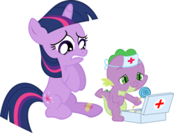 Size: 1967x1500 | Tagged: safe, artist:phucknuckl, spike, twilight sparkle, dragon, pony, unicorn, g4, baby, baby spike, bandaid, candy, cute, diabetes of mass destruction, female, filly, filly twilight sparkle, first aid kit, food, hnnng, inkscape, lollipop, male, pmv, simple background, transparent background, unicorn twilight, vector, video at source, younger