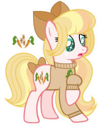 Size: 765x957 | Tagged: safe, artist:fantafizzy, oc, oc only, unnamed oc, earth pony, pony, adoptable, base used, bow, clothes, colored pupils, female, freckles, hair bow, mare, offspring, parent:big macintosh, parent:fluttershy, parents:fluttermac, simple background, solo, sweater, tail bow, transparent background
