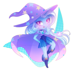 Size: 1071x1021 | Tagged: safe, artist:caramelflower, trixie, unicorn, anthro, g4, beautiful, blushing, boots, cape, chibi, clothes, cute, diatrixes, female, hat, leotard, looking at you, magician outfit, moe, see-through, shoes, simple background, skirt, solo, tongue out, transparent background, trixie's cape, trixie's hat, wand