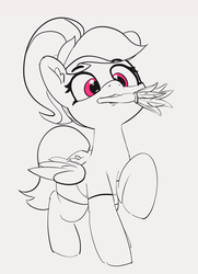 Size: 1406x1937 | Tagged: safe, artist:pabbley, rainbow dash, pegasus, pony, g4, female, mare, monochrome, partial color, simple background, solo, white background
