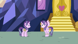 Size: 678x382 | Tagged: safe, artist:forgalorga, queen chrysalis, starlight glimmer, alicorn, changeling, changeling queen, pony, unicorn, give me your wings, g4, alicornified, animated, bondage, disguise, disguised changeling, female, gif, no spoilers, nothing to see here, race swap, saddle bag, starlicorn, twilight's castle, xk-class end-of-the-world scenario, youtube link