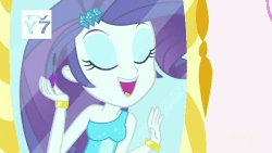 Size: 1280x720 | Tagged: safe, screencap, rarity, equestria girls, g4, make up shake up, my little pony equestria girls: summertime shorts, animated, cute, fall formal outfits, female, gif, kissy face, laughing, mirror, one eye closed, raribetes, solo, tv rating, tv-y7, wink