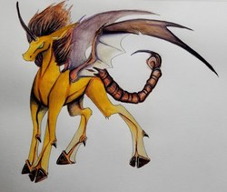 Size: 1694x1431 | Tagged: safe, artist:smirk, oc, oc only, hybrid, manticore, pony, unicorn, manticorn, painting, solo, traditional art, watercolor painting