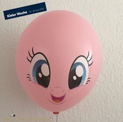 Size: 960x954 | Tagged: safe, pinkie pie, g4, balloon, german, irl, photo, solo
