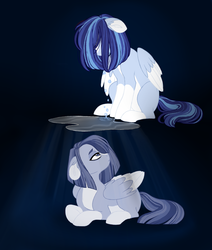 Size: 1024x1207 | Tagged: safe, artist:azure-art-wave, oc, oc only, oc:azure, oc:weeping blue, pegasus, pony, crying, female, mare, prone, sitting