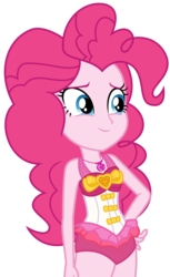 Size: 1847x3022 | Tagged: safe, artist:sketchmcreations, pinkie pie, equestria girls, friendship math, g4, my little pony equestria girls: better together, clothes, female, geode of sugar bombs, hand on hip, magical geodes, simple background, smiling, solo, swimsuit, transparent background, vector