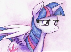 Size: 850x628 | Tagged: safe, artist:astevenamedwolf, twilight sparkle, alicorn, pony, g4, female, gradient background, mare, solo, traditional art, twilight sparkle (alicorn), watercolor painting