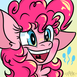 Size: 2800x2800 | Tagged: safe, artist:forestpvppy, artist:princess-forest, pinkie pie, earth pony, pony, g4, bust, cute, diapinkes, female, happy, high res, looking at you, mare, portrait, smiling, solo