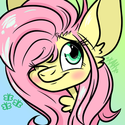 Size: 2800x2800 | Tagged: safe, artist:princess-forest, fluttershy, pegasus, pony, g4, blushing, bust, cute, female, high res, looking at you, mare, one eye closed, portrait, shyabetes, solo, wink