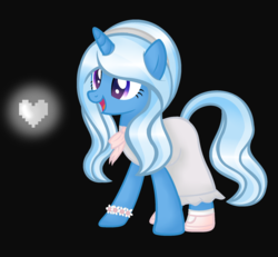 Size: 2100x1944 | Tagged: safe, artist:artzy-jamie7302, trixie, pony, unicorn, g4, alternate hairstyle, black background, clothes, crossover, female, hope, mare, simple background, solo, undertale