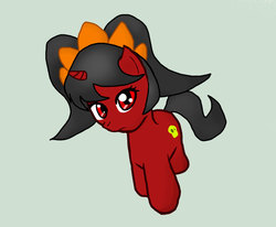 Size: 800x658 | Tagged: safe, artist:jonashley, pony, unicorn, ashley, looking at you, nintendo, ponified, simple background, solo, song in the comments, warioware
