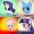 Size: 500x500 | Tagged: safe, edit, applejack, rarity, trixie, twilight sparkle, earth pony, pony, unicorn, derpibooru, g4, bedroom eyes, blushing, bust, color change, female, four of a kind, frown, grin, looking up, mare, meta, meta:explicit, meta:questionable, meta:safe, meta:suggestive, open mouth, portrait, shocked, smiling, solo, spoilered image joke, surprised, traffic signal, wide eyes