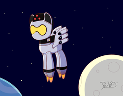 Size: 2000x1568 | Tagged: safe, artist:trackheadtherobopony, oc, oc only, pony, robot, robot pony, moon, planet, solo, space, stars, thruster