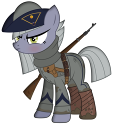 Size: 2710x3000 | Tagged: safe, artist:brony-works, limestone pie, earth pony, pony, g4, blushing, bolt-action rifle, boots, clothes, dirty, female, frown, gewehr 98, gun, high res, holster, military uniform, mud, pants, rifle, scarf, shoes, simple background, solo, swedish, transparent background, tricorne, uniform, vector, weapon, world war i