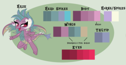 Size: 2201x1145 | Tagged: safe, artist:ipandacakes, oc, oc only, oc:haze, dragon, female, offspring, parent:garble, parent:princess ember, parents:emble, reference sheet, solo