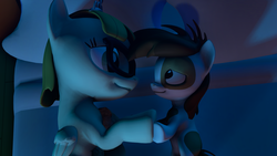 Size: 3840x2160 | Tagged: safe, artist:viranimation, pipsqueak, zippoorwhill, g4, 3d, bed, female, high res, holding hooves, male, shipping, source filmmaker, straight, zippoorsqueak