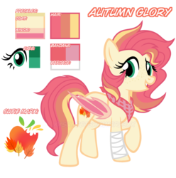 Size: 1908x1922 | Tagged: safe, artist:xxsunsetshimmer23xx, oc, oc only, oc:autumn glory, pegasus, pony, bandage, base used, bat pony hybrid, bat wings, fangs, female, mare, neckerchief, offspring, parent:big macintosh, parent:fluttershy, parents:fluttermac, reference sheet, simple background, solo, transparent background