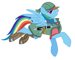 Size: 2424x1960 | Tagged: safe, artist:applewoodart, rainbow dash, pegasus, pony, g4, boots, clothes, female, final fantasy, flying, key, keychain, knife, mare, shoes, simple background, solo, thief, transparent background