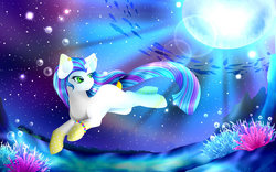 Size: 1024x640 | Tagged: safe, artist:absolitedisaster08, oc, oc only, pony, unicorn, female, mare, solo, underwater