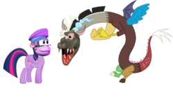 Size: 1250x700 | Tagged: safe, artist:calena, edit, discord, twilight sparkle, alicorn, pony, g4, bloodshot eyes, crossover, dixie kong, king k. rool, simple background, transparent background, twilight sparkle (alicorn)