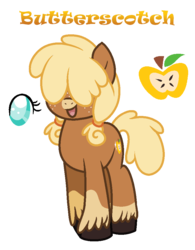Size: 742x953 | Tagged: safe, artist:hazardous-andy, oc, oc only, oc:butterscotch, earth pony, pony, base used, coat markings, colored pupils, female, filly, freckles, hair over eyes, offspring, parent:applejack, parent:trouble shoes, parents:troublejack, pigtails, simple background, socks (coat markings), solo, transparent background, twintails, unshorn fetlocks