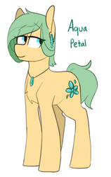 Size: 391x617 | Tagged: safe, artist:redxbacon, oc, oc only, oc:aqua petal, pony, chest fluff, cutie mark, ear piercing, earring, female, jewelry, necklace, piercing, simple background, solo, white background