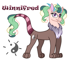 Size: 857x743 | Tagged: safe, artist:hazardous-andy, oc, oc only, oc:winnifred, draconequus, hybrid, black sclera, draconequus oc, female, heterochromia, horns, interspecies offspring, offspring, parent:discord, parent:princess celestia, parents:dislestia, simple background, solo, transparent background