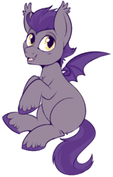 Size: 575x902 | Tagged: safe, artist:lulubell, oc, oc only, oc:pterus, bat pony, pony, adopted offspring, bat pony oc, blank flank, colt, male, parent:princess luna, parent:twilight sparkle, parents:twiluna, simple background, solo, transparent background, unshorn fetlocks