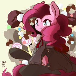 Size: 900x900 | Tagged: safe, artist:tohupo, pinkie pie, earth pony, pony, g4, candy, clothes, female, food, lollipop, mare, solo