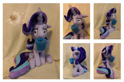 Size: 3336x2208 | Tagged: safe, artist:legadema, starlight glimmer, pony, unicorn, g4, marks for effort, chocolate, cup, empathy cocoa, food, glowing horn, guidance counselor, high res, horn, hot chocolate, i mean i see, irl, photo, plushie, sitting, solo, unamused