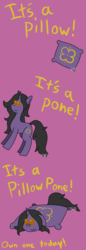 Size: 960x2787 | Tagged: safe, artist:b-cacto, oc, oc only, oc:rivibaes, hybrid, pillow pony, pony, unicorn, pillow, pillow pet, plushie, sing-along, song reference, wat