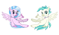 Size: 5000x3000 | Tagged: safe, artist:serukun4, silverstream, terramar, classical hippogriff, hippogriff, g4, season 8, brother and sister, female, male, simple background, sitting, transparent background, vector