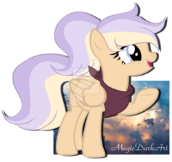 Size: 1024x968 | Tagged: safe, artist:magicdarkart, oc, oc only, pegasus, pony, female, mare, neckerchief, raised hoof, simple background, solo, transparent background, watermark
