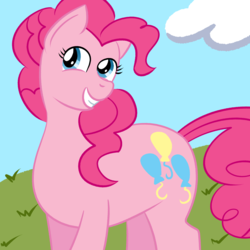 Size: 2000x2000 | Tagged: safe, artist:dustyfeathers, pinkie pie, earth pony, pony, g4, female, high res, ponk, simple background, solo