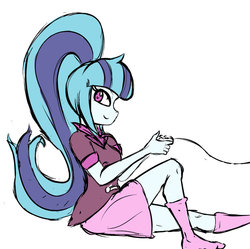 Size: 1024x1019 | Tagged: safe, artist:nin10ja, sonata dusk, equestria girls, g4, my little pony equestria girls: rainbow rocks, clothes, controller, cute, female, ponytail, simple background, skirt, smiling, socks, solo, white background