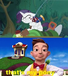 Size: 845x946 | Tagged: safe, edit, edited screencap, screencap, mean rarity, g4, the mean 6, clone, lazytown, meme, stingy, that's my pony, that's my x