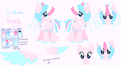 Size: 1154x631 | Tagged: safe, artist:arxielle, oc, oc only, oc:sakura fairy, pegasus, pony, female, mare, reference sheet, solo
