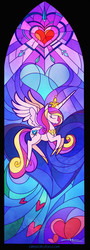 Size: 889x2459 | Tagged: safe, artist:alexia tryfon, princess cadance, alicorn, pony, g4, my little pony: the movie, female, heart, mare, signature, solo, stained glass