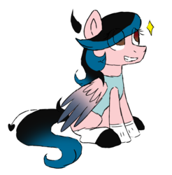 Size: 795x807 | Tagged: safe, artist:mintoria, oc, oc only, oc:sweetie, pegasus, pony, clothes, female, mare, shirt, simple background, sitting, solo, transparent background