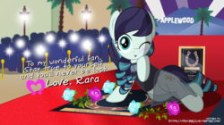 Size: 5250x2948 | Tagged: safe, artist:jhayarr23, coloratura, earth pony, pony, g4, applewood, carpet, clothes, cute, draw me like one of your french girls, female, flower, high res, hollywood, hoofsies, looking at you, mare, one eye closed, paparazzi, rara, rarabetes, red carpet, vector, walk of fame, wink
