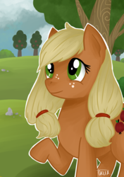 Size: 2039x2894 | Tagged: safe, artist:zuzella96, applejack, earth pony, pony, g4, female, high res, mare, solo, tree