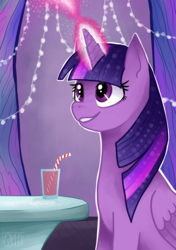 Size: 2039x2894 | Tagged: safe, artist:zuzella96, twilight sparkle, alicorn, pony, g4, cup, female, high res, magic, mare, solo, straw, twilight sparkle (alicorn)